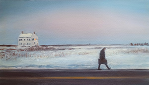 Image of the painting Man with Suitcase by Adam Straus.